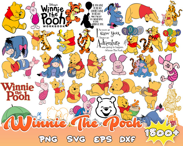 1500 Winnie The Pooh LAYERED SVG Designs, Pooh svg png bundle for cricut, Tigger Eeyore and Piglet files.jpg