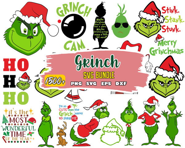 Grinch Bundle SVG, Grinch SVG, Grinchmas Cutting Image, Christmas Grinch svg, png, eps, dxf.jpg