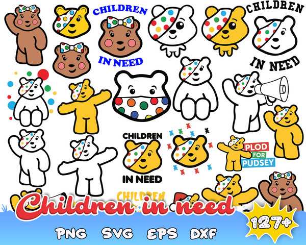 Children in Need Svg Bundle, Children in Need Png, Children in Need Svg, Pudsey bear, Pudsey bear Svg, Pudsey bear Png, Cricut, Silhouette.jpg