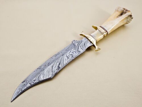 Custom Handmade Damascus Steel Hunting Bowie Knife Fixed Blade Best Gift For Him 2.jpg