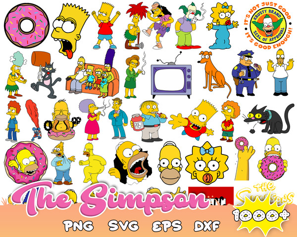 1000 Simpsons Clip Art bundle, Simpsons SVG cut files for Cricut, Silhouette, PNG, DXF, instant download.jpg