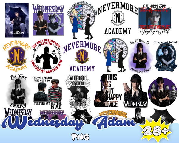 25 Wednesday PNG, wednesday Clipart, Instant Download, wednesday png Instant Download, addams family, bundle.jpg