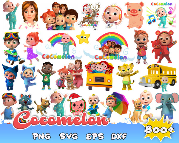 800 Cocomelon Christmas Bundle Svg, Cocomelon Png, Cocomelon Clipart, Birthday Family Png.jpg
