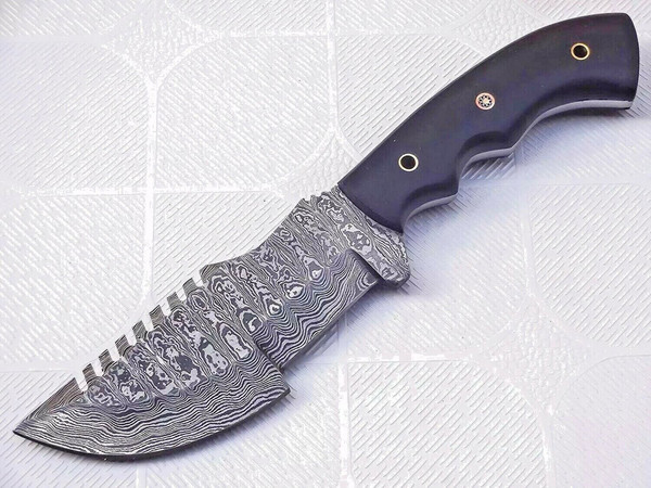 Custom Handmade Damascus Steel Hunting Knife, Outdoor Camping tracer Kit Knife.jpg