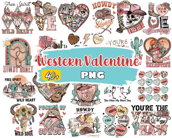 Western Valentine bundle PNG , Mega Western Valentine PNG, Silhouette, Digital Download , Instant Download.jpg