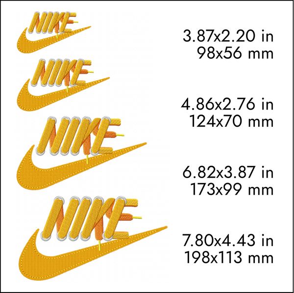 Nike Embroidery Design, orange leather laces classic logo - Inspire Uplift