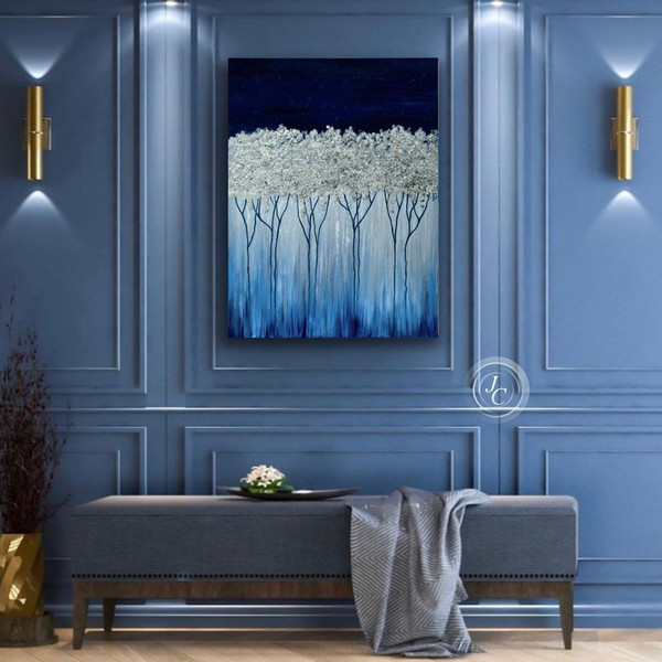 Blue-abstract-wall-art-textured-original-art-blue-home-decor-hallway-decor