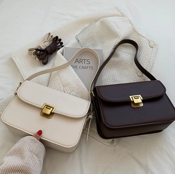 Fashion Female Shoulder Bag Rhombus Embroidered Solid Color Chain Crossbody  Bag