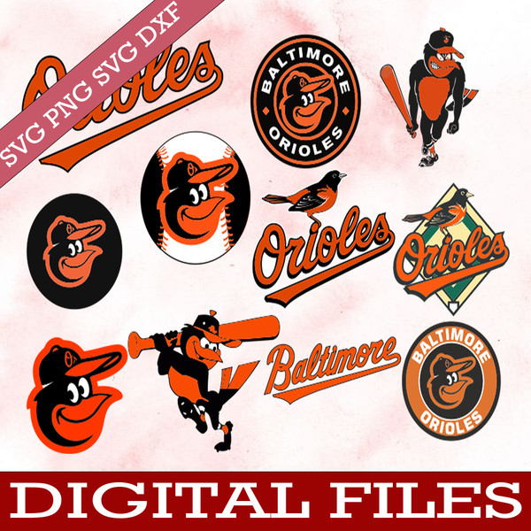 Baltimore Orioles MLB svg Cut Files Baseball Clipart Bundle