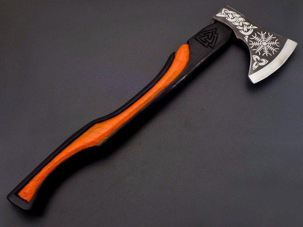 GROOMSMEN GIFT Custom Handmade Carbon Steel Engraved Viking Axe Anniversary Gift 4.jpg