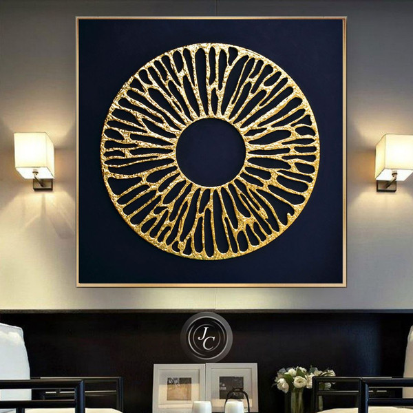 Black-and-gold-abstract-painting-original-art-golden-living-room-decor