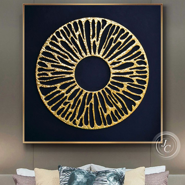 black-and-gold-Abstract-wall-art-Textured-original-painting-modern-wall-decor-