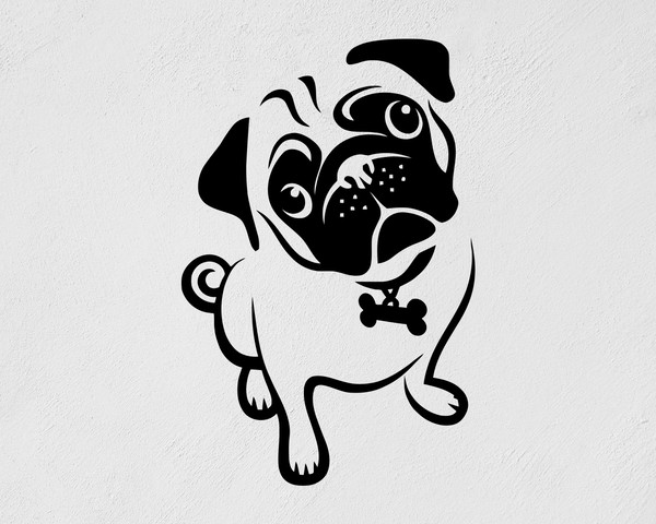 pug sticker cute pug dog wall sticker vinyl decal mural art decor