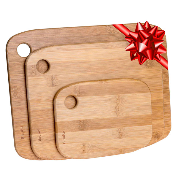 Wooden Cutting Boards for Kitchen - Bamboo Chopping Board Set of 3 | BlauKe