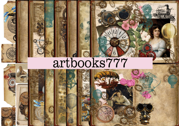 Steampunk Paper Ephemera for Junk Journals Scrapbooking Collage