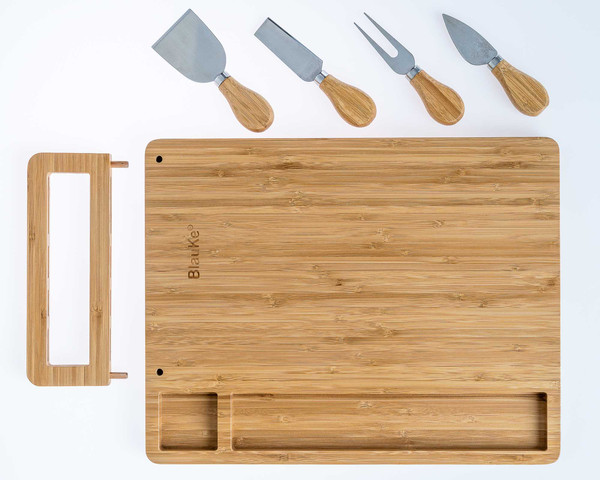 Large Wood Cutting Board for Kitchen 14x11 inch - Bamboo Chopping Board  with Juice Groove - Wooden Serving Tray