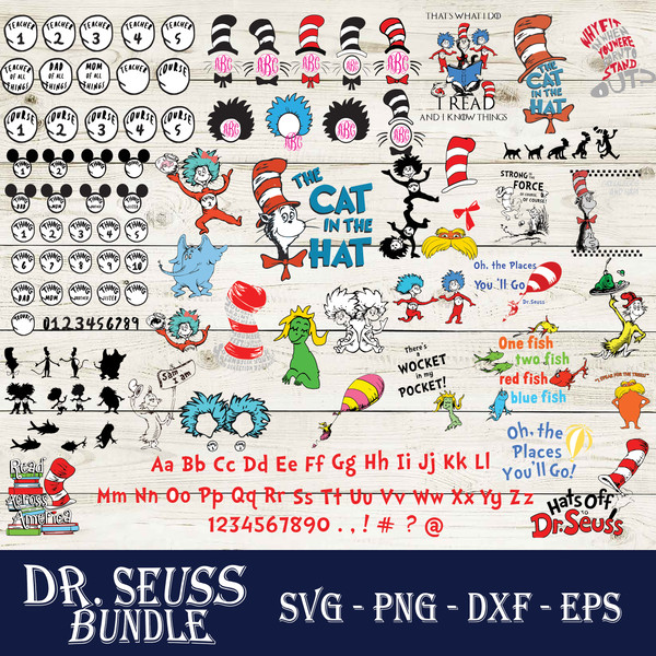 Dr. Seuss Svg, Dr. Seuss Bundle Svg, The Cat In The Hat Svg, - Inspire ...