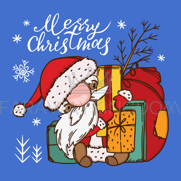 Happy New Year Series Shower Curtain Cartoon Cute Santa Claus