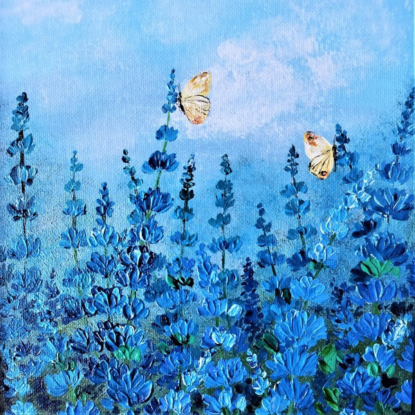 Blue Acrylic Pitcher – Wildflowers