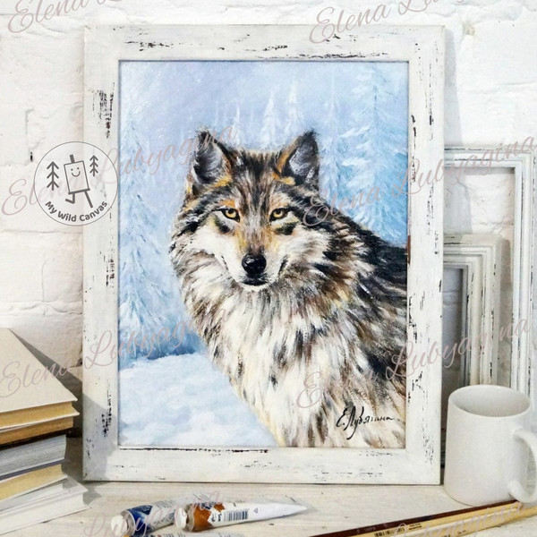 acrylic wolf painting