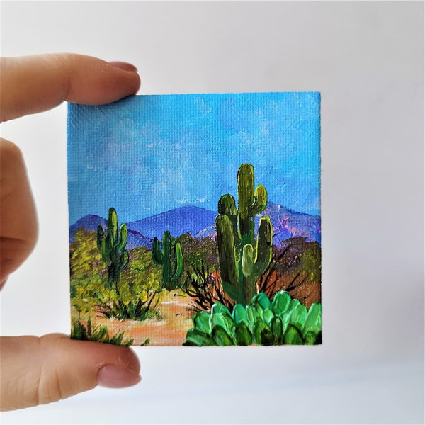 Magnetic Art Paintings 3x3 Inches Painting Magnets Decor Original  Hand-painted Art 