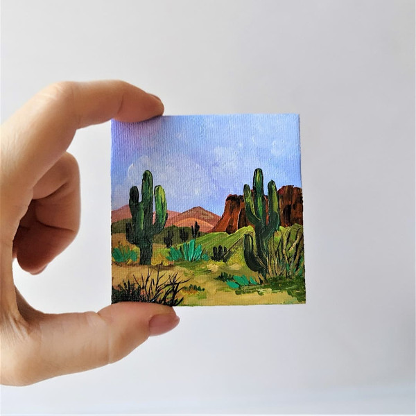 Magnetic Art Paintings 3x3 Inches Painting Magnets Decor Original  Hand-painted Art 