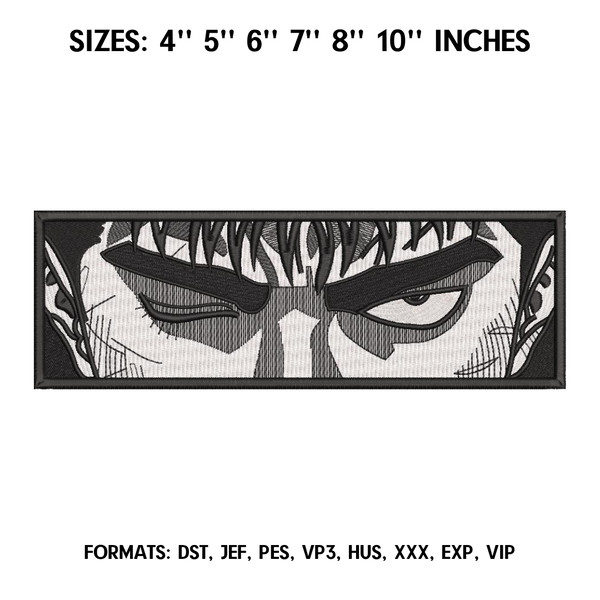 Berserk Eyes Embroidery Design File / Guts Berserk Anime Embroidery Design/ Machine embroidery pattern. Pes Dst format