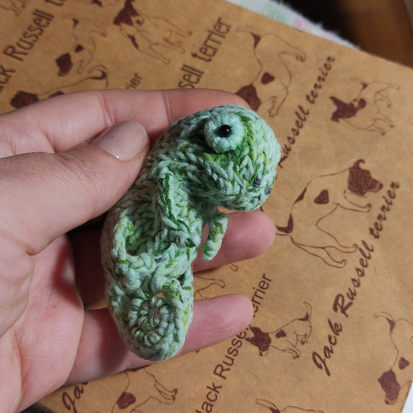 Chameleon Brooch Knitting Pattern, cute toy knitting pattern, green chameleon pattern, brooch tutorial, knitting guide 5.jpeg