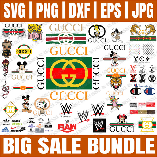 Logo Brand Bundle Svg, Gucci, Chanel, Adidas svg files