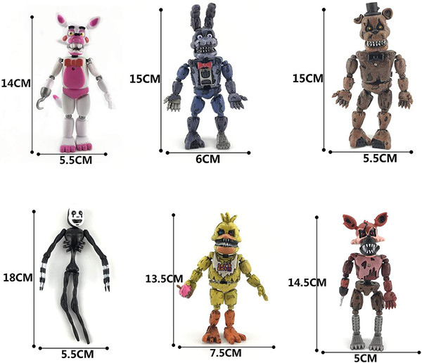 6PCS 6in Five Nights at Freddy's Action Figures Christmas Nightmare FNAF  Toy Set