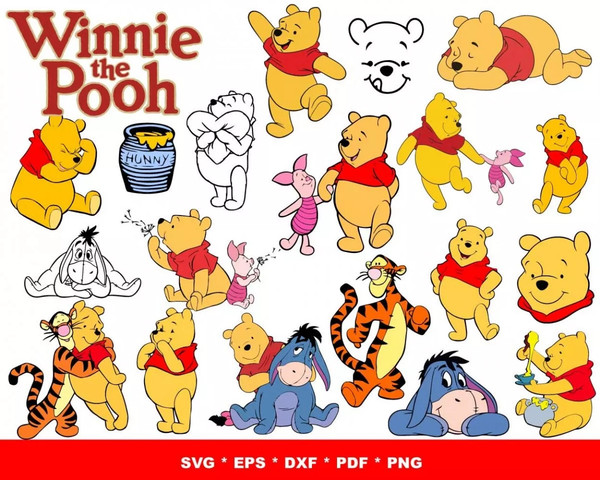 Winnie the Pooh with Honey Vector PNG vector in SVG, PDF, AI, CDR format