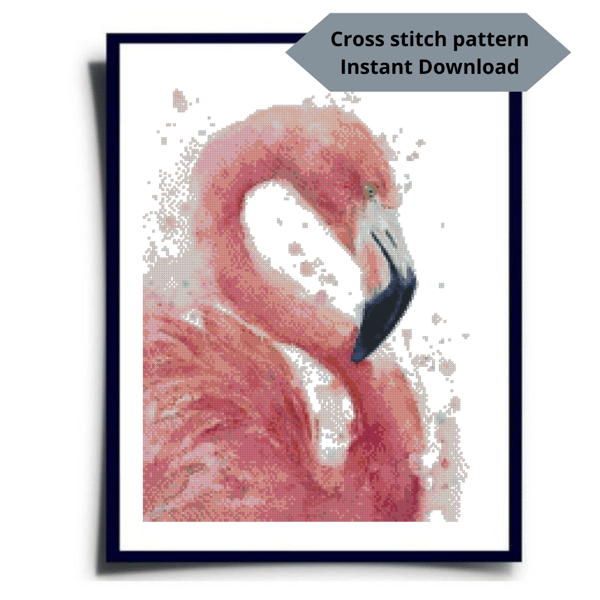 Watercolor Flamingos cross stitch pattern PDF.png