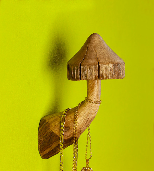 Mushroom Hook , wood Mushroom Decor, Oak Hook Towel Rack, Co