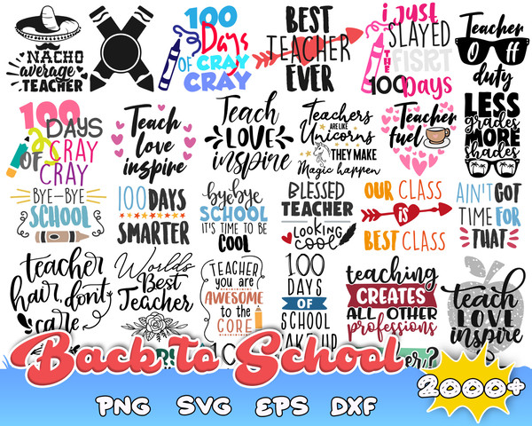 Back to School SVG Bundle, School SVG, Teacher SVG, 100 days of School svg, Kindergarten Svg,  First day of school svg,Teacher Gift.jpg