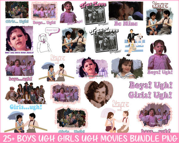 Boys Ugh Girls Ugh Bundle PNG, Anti Valentine Png, Little Rascals, 90's Movie Valentines Png, Valentine Movie Png Bundle.jpg