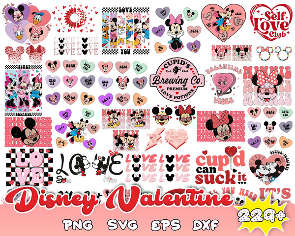 Valentine's Day SVG Bundle, Disney Valentine Svg, Valentine Design for Shirts, Valentine Svg, Valentine Cut Files, Cricut, Silhouette, Png.jpg