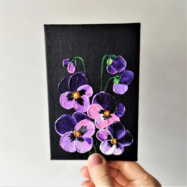 Mini-painting-of-pansies-flowers-on-black-canvas-art-impasto-wall-decor.jpg