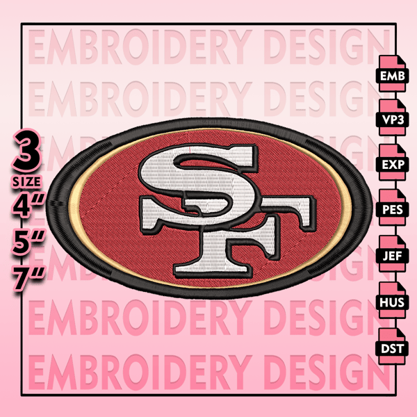 San Francisco 49ers embroidery design files