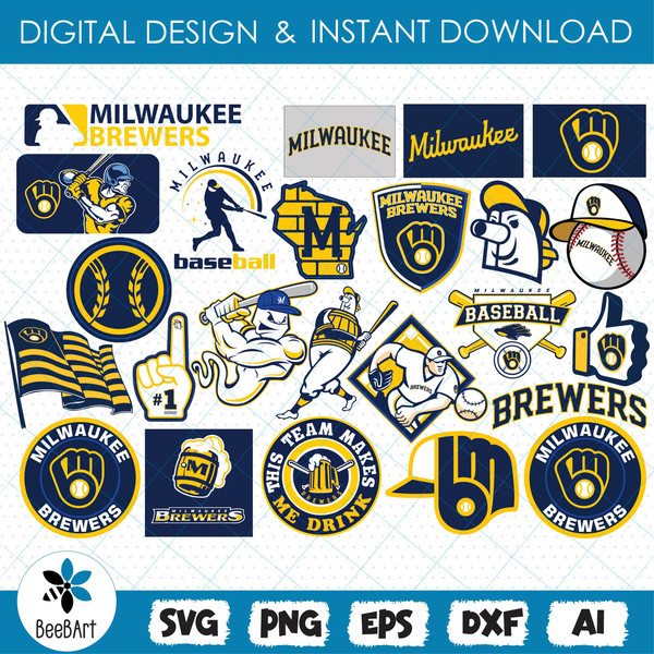 Download Milwaukee Brewers Evolution Of Logos Wallpaper