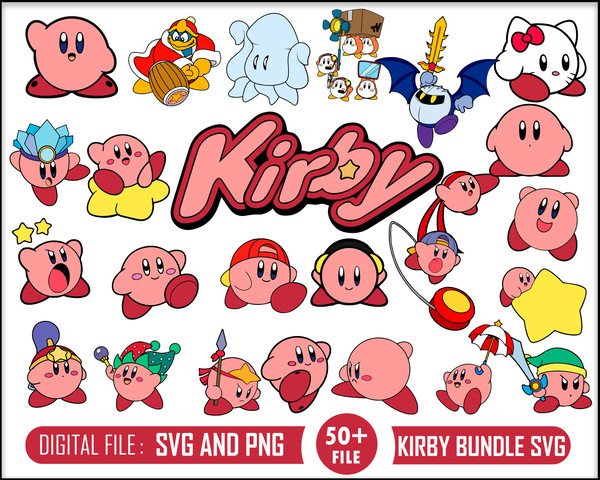 Kirby Bundle Svg, Games, Layered, Silhouette, Cricut, Digital Download.jpg