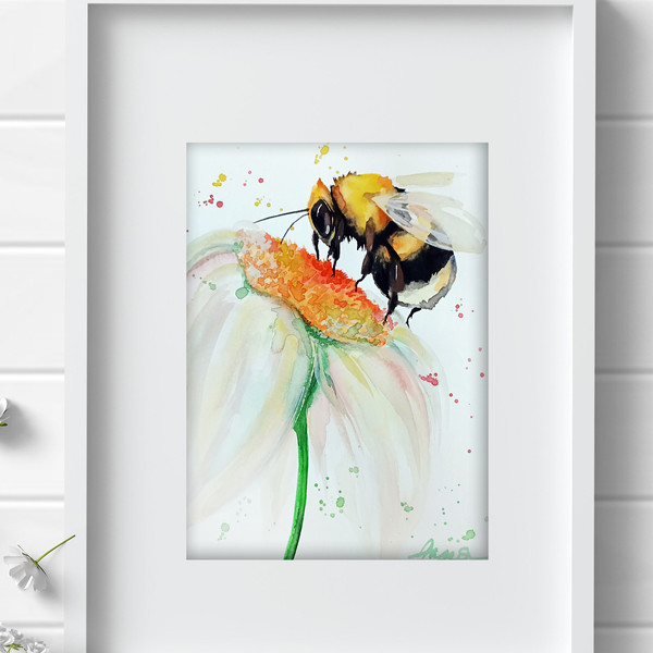 Honeybee Illustration | Botanical Wall Art | Nature Home Decor