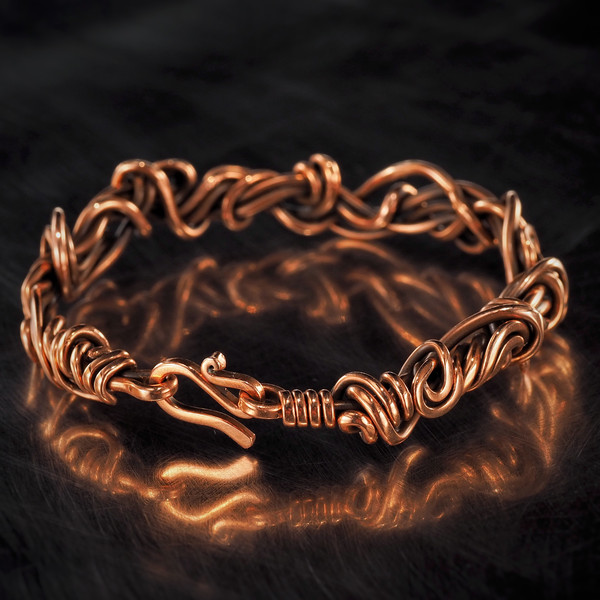 Unique Handmade Copper Bracelet for Woman Antique Style Wire Wrapped Bracelet Handcrafted Woven Jewelry 7th Anniversary 18 cm | WireWrapArt