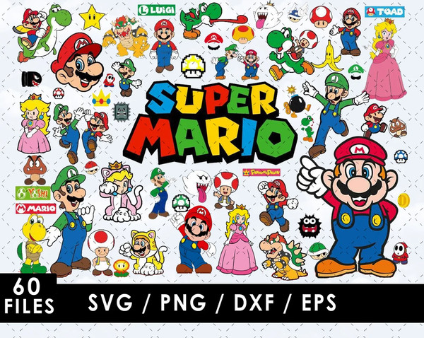 FREE Super Mario SVG File for Cricut - Free Mario Bros Layered SVG