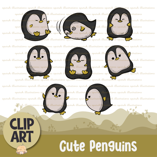 Cute Penguin Animal Clipart Banner01.png
