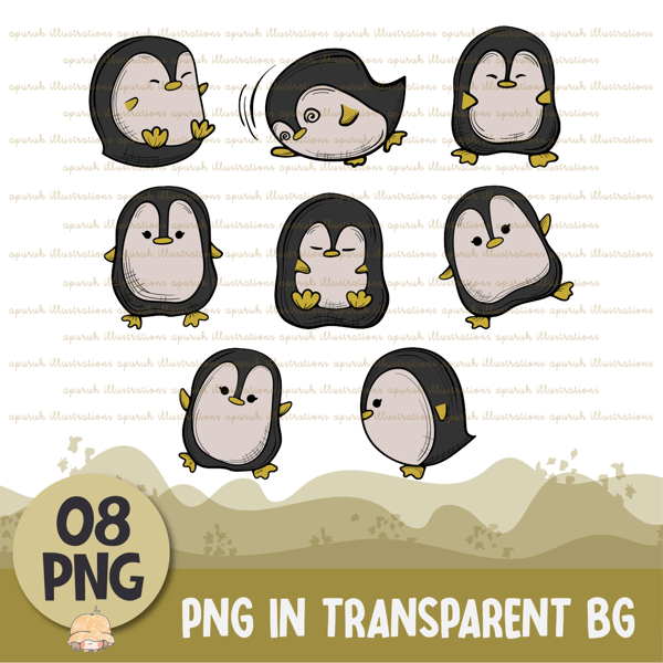 Cute Penguin Animal Clipart Banner02.png