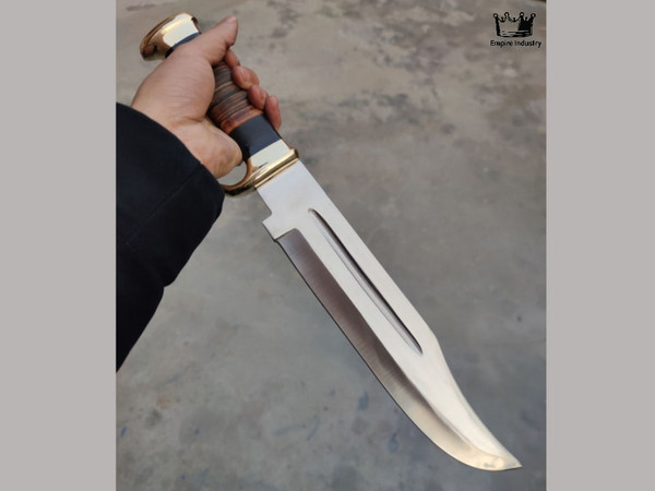 custom handmade damascsu steel bowie hunting knife with leat - Inspire  Uplift