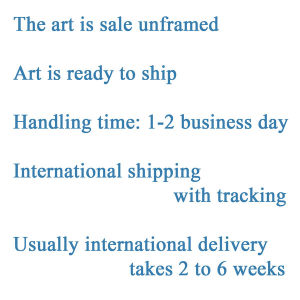 Information about order processing conditions and duration of international delivery.