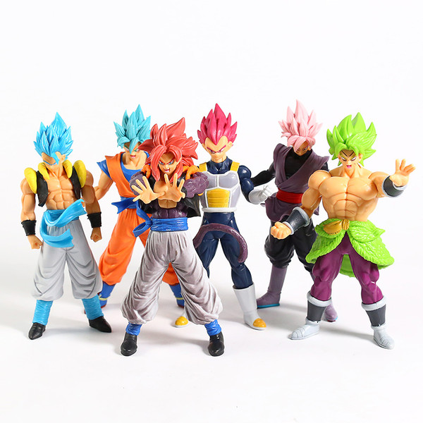 6pcs SET Dragon Ball Z Action Figure Goku Vegeta Saiyan Blue God Christmas  2021