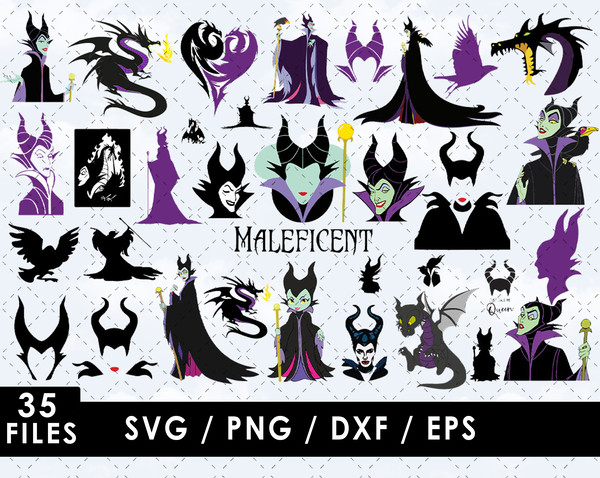 Maleficent SVG, Angelina Jolie SVG, Maleficent's Staff SVG, Maleficent Horns SVG, Maleficent silhouette SVG, Sleeping Beauty SVG, Disney villain SVG, Dark fairy