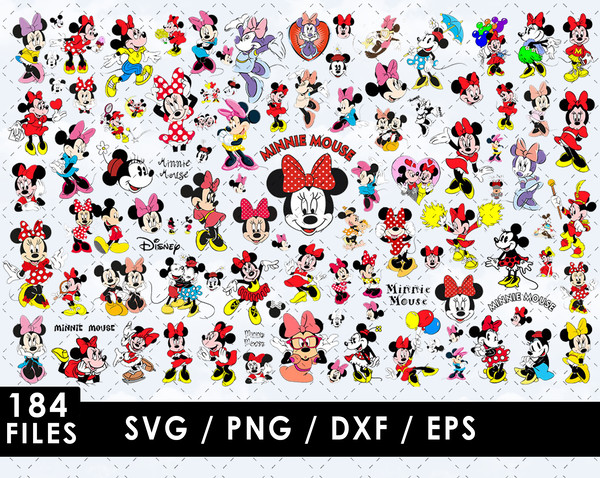 Minnie Mouse SVG, Mickey Mouse SVG, Daisy Duck SVG, Donald Duck SVG, Goofy SVG, Pluto SVG, Disney characters SVG, Kids' room decor SVG, SVG for Cricut, DIY Minn